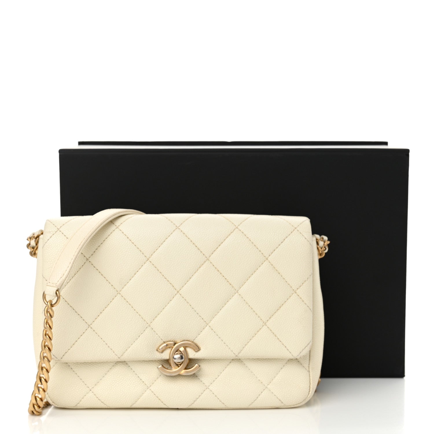 Chanel Shiny Caviar Quilted Small Chain Melody Flap White 16 of 16