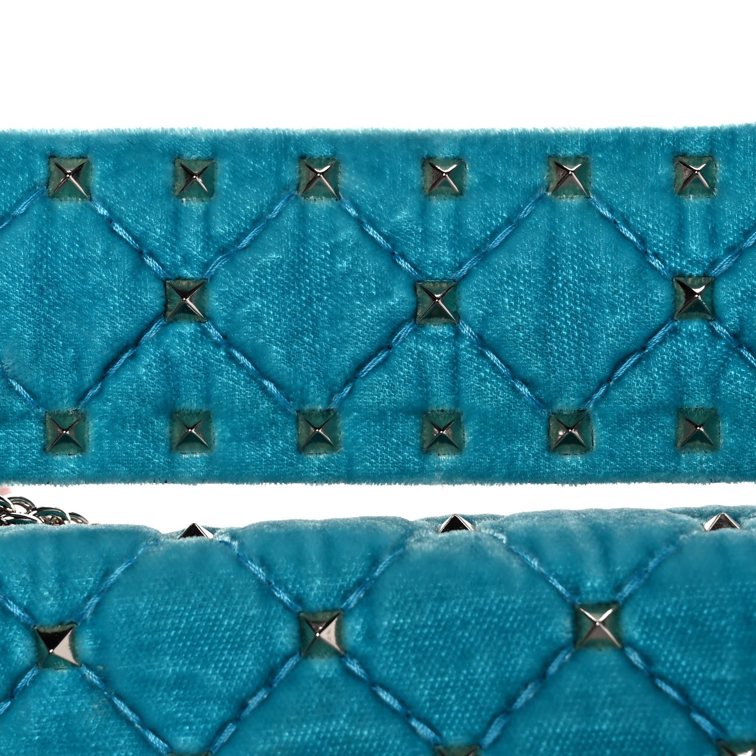 Valentino Garavani Velvet Medium Rockstud Spike Shoulder Bag Turquoise 12 of 12