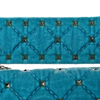 Valentino Garavani Velvet Medium Rockstud Spike Shoulder Bag Turquoise 12 of 12