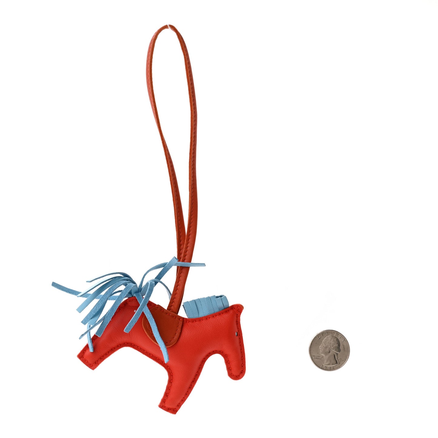 Milo Lambskin Grigri Rodeo Horse Bag Charm PM Capucine Celeste Cornaline