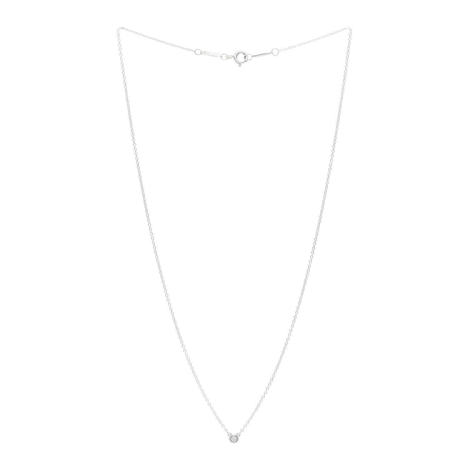 Tiffany Sterling Silver Diamond .03ct Elsa Peretti Diamonds by the Yard Pendant Necklace 3 of 4