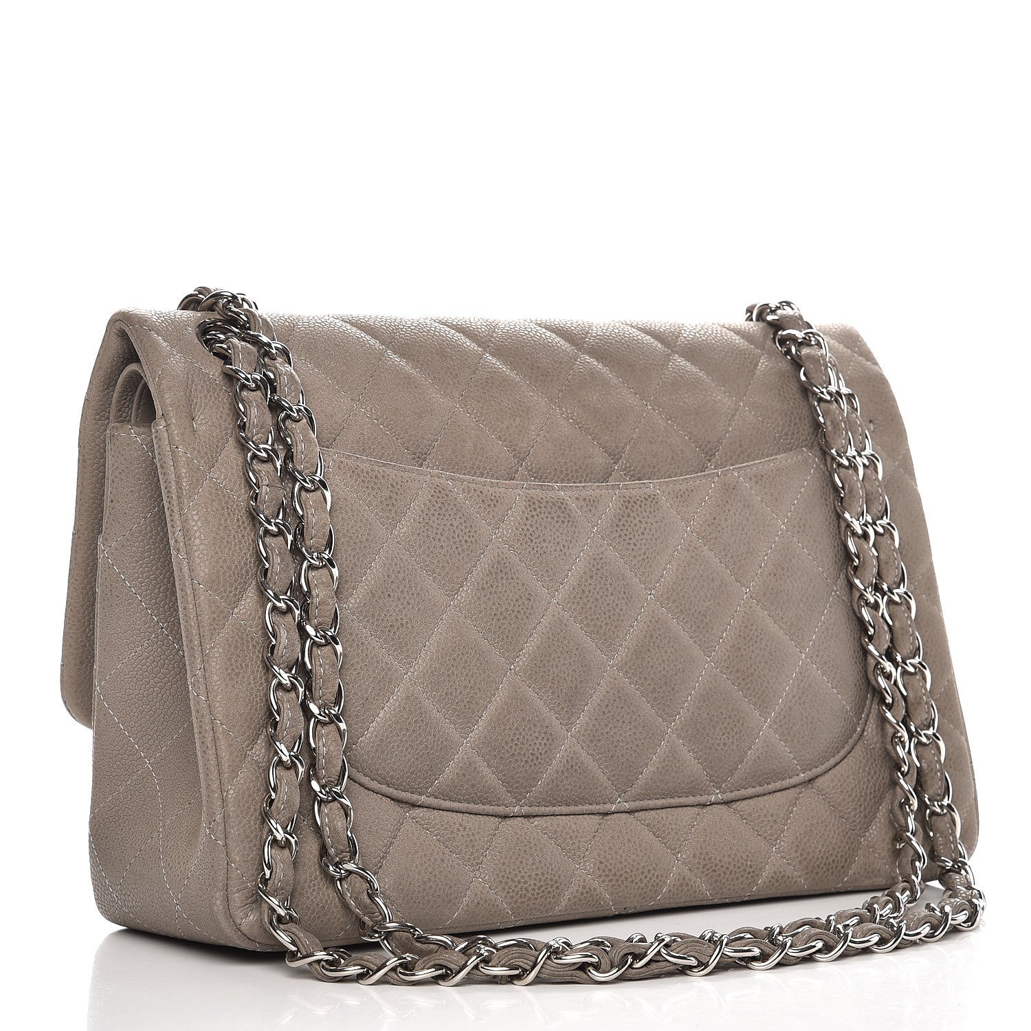 Chanel Iridescent Caviar Quilted Jumbo Double Flap Light Grey 3 of 11