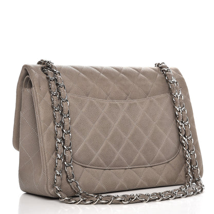Chanel Iridescent Caviar Quilted Jumbo Double Flap Light Grey 3 of 11