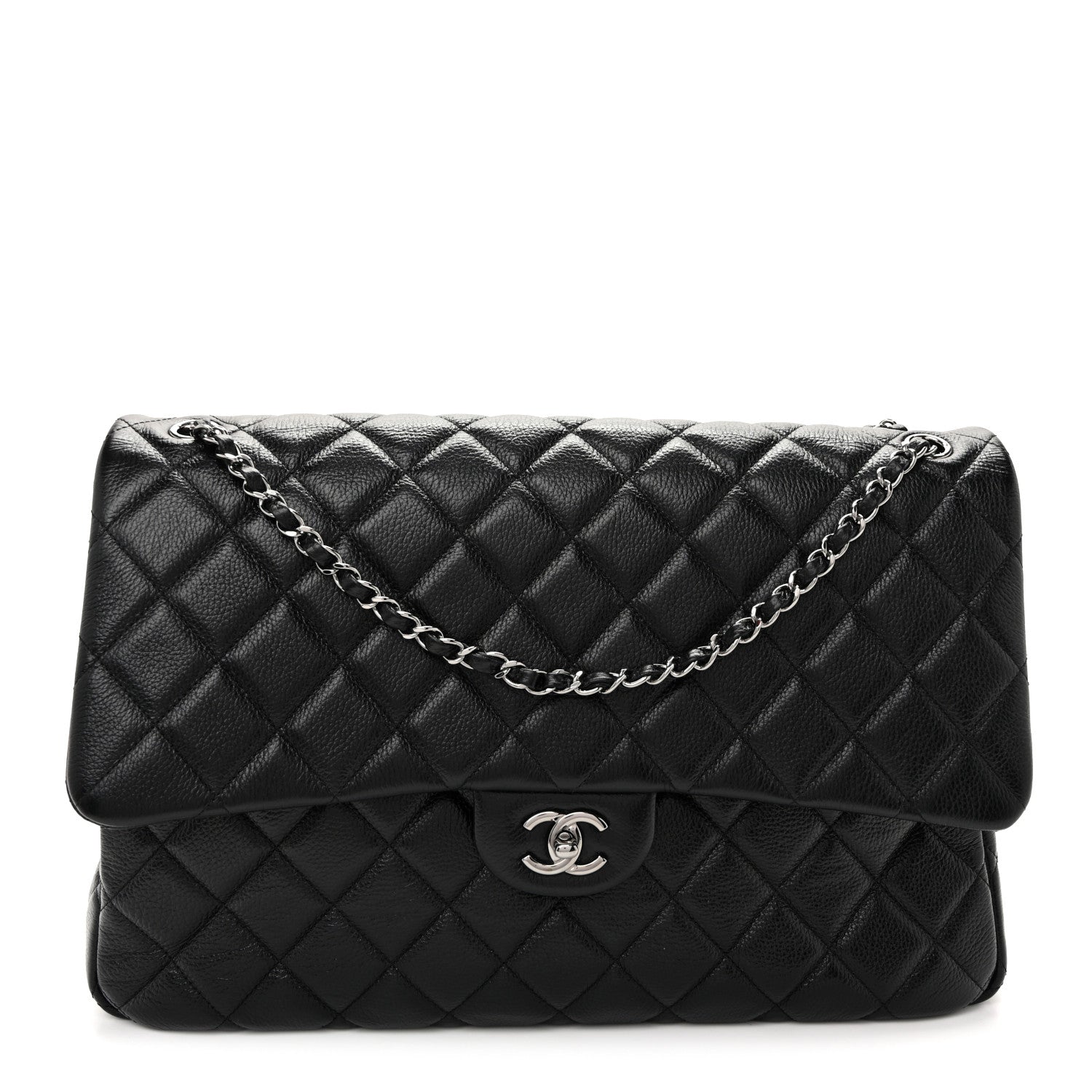 Chanel Grained Calfskin Quilted XXL Travel Flap Bag Black 1 of 10