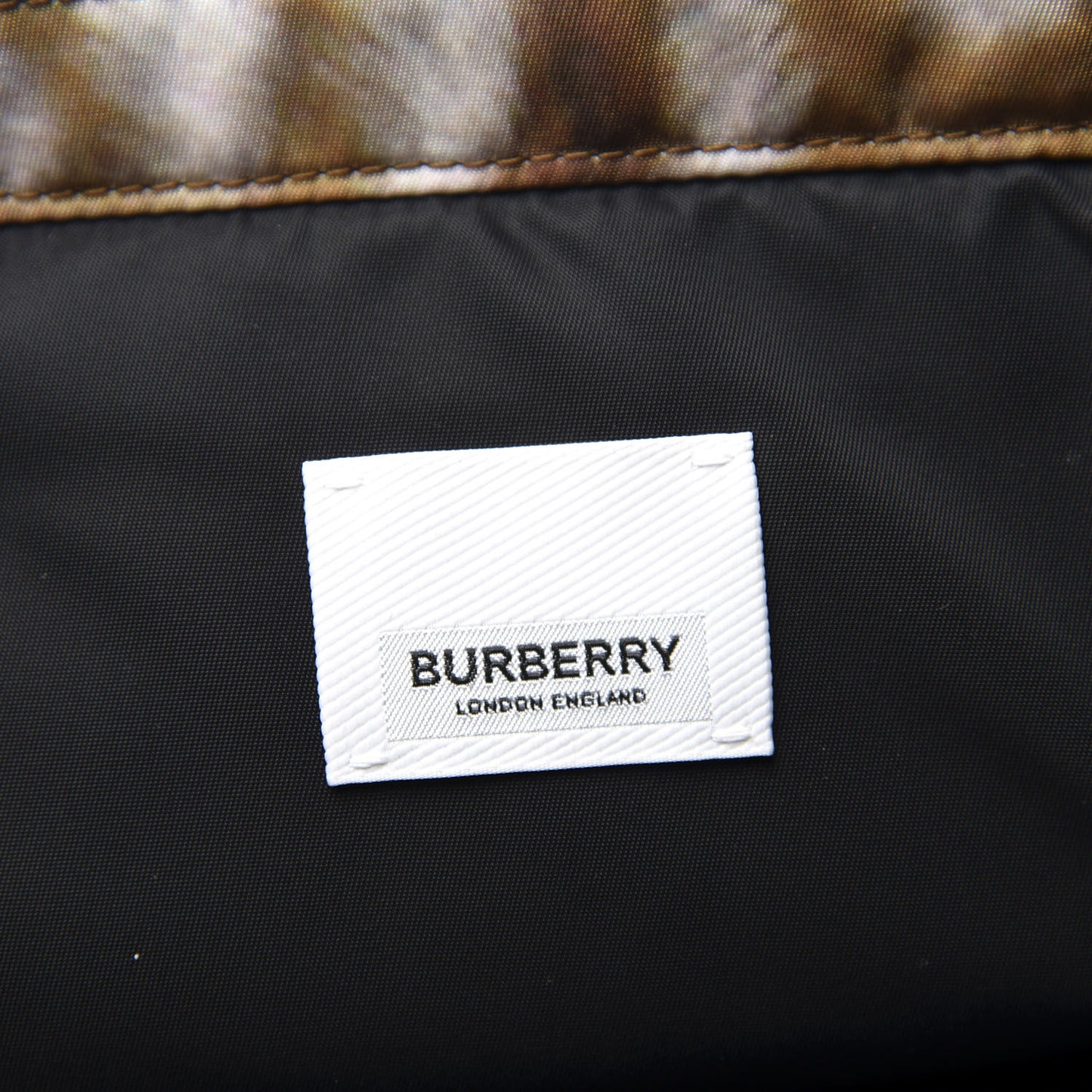 Nylon Deer Print Flat Tote Bag Black Brown