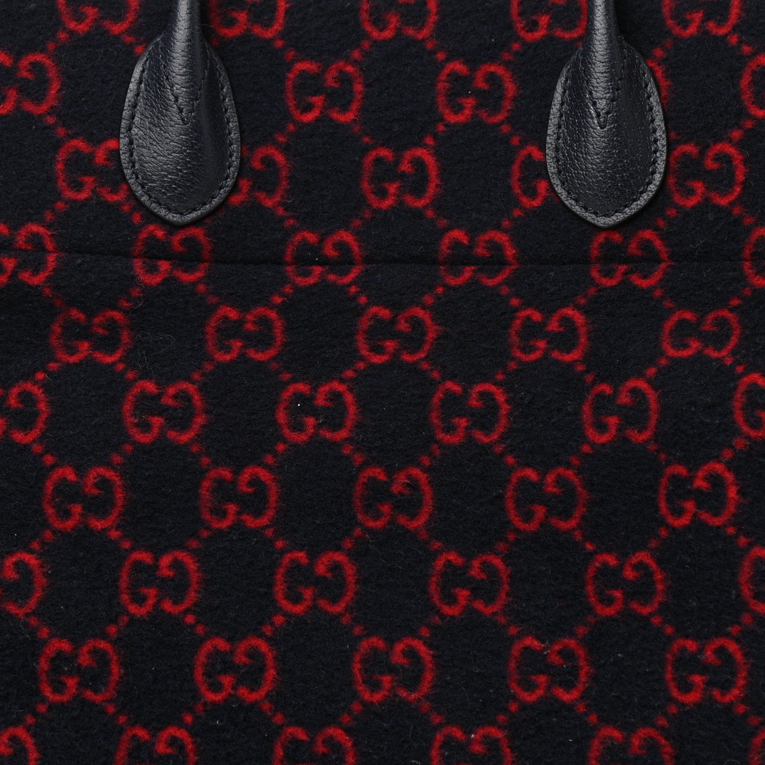 Gucci Covered Wool Textured Dollar Calfskin GG Monogram Large Tote Bag Blue Red 8 of 10