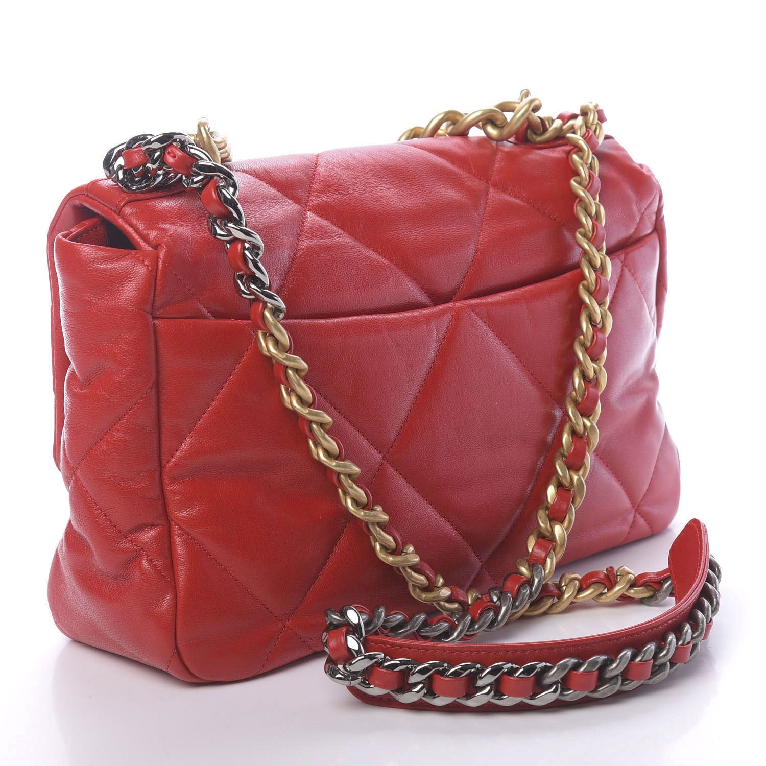 Chanel Goatskin Quilted Large Chanel 19 Flap Red 3 of 11