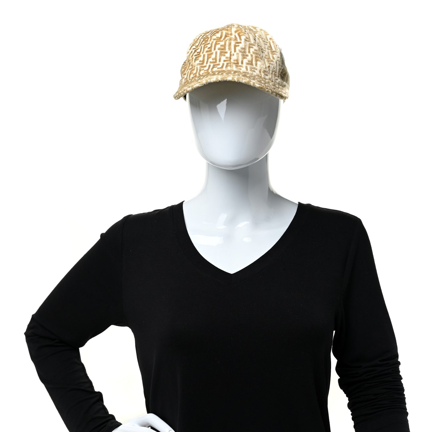 Velvet Jacquard FF Baseball Hat Camello Beige