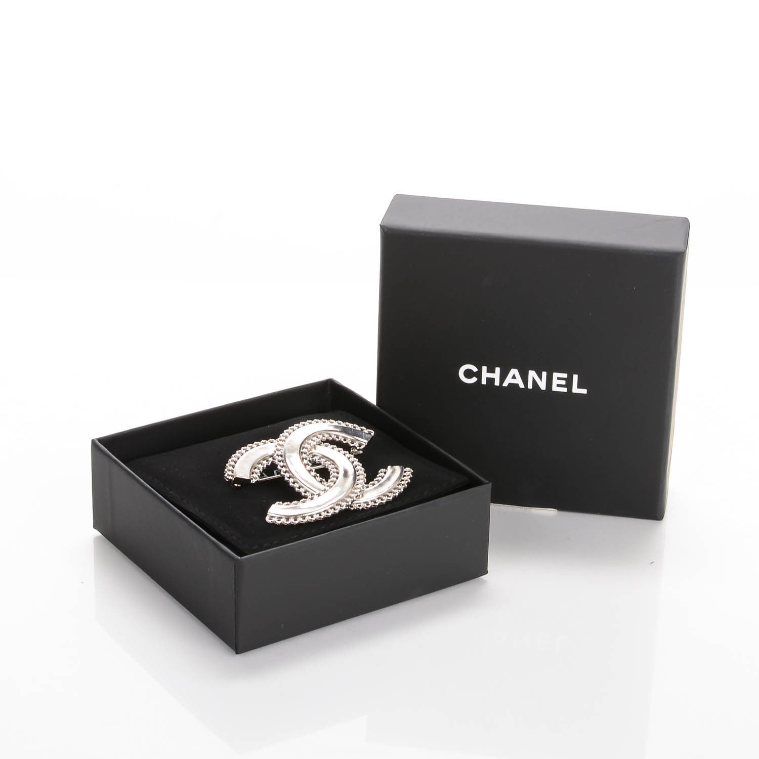 Chanel Large Scalloped CC Brooch Silver 5 of 5