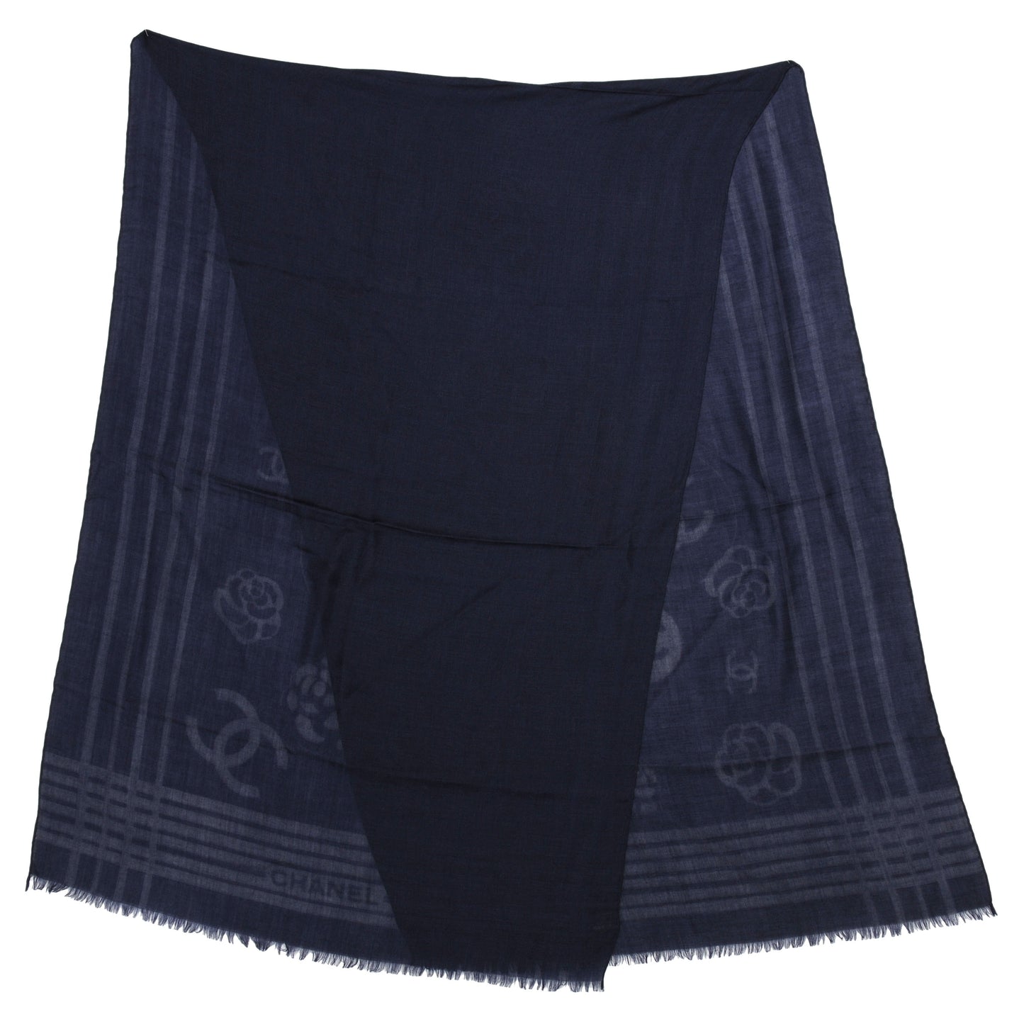 Cashmere Silk CC Camellia Fringe Scarf