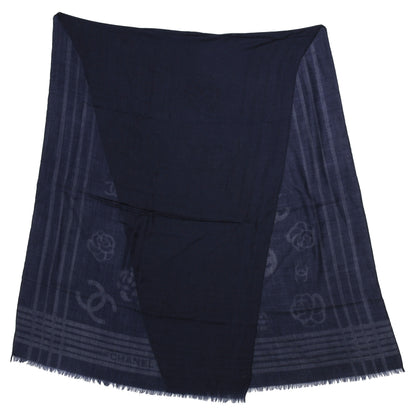 Chanel Cashmere Silk CC Camellia Fringe Scarf 3 of 5