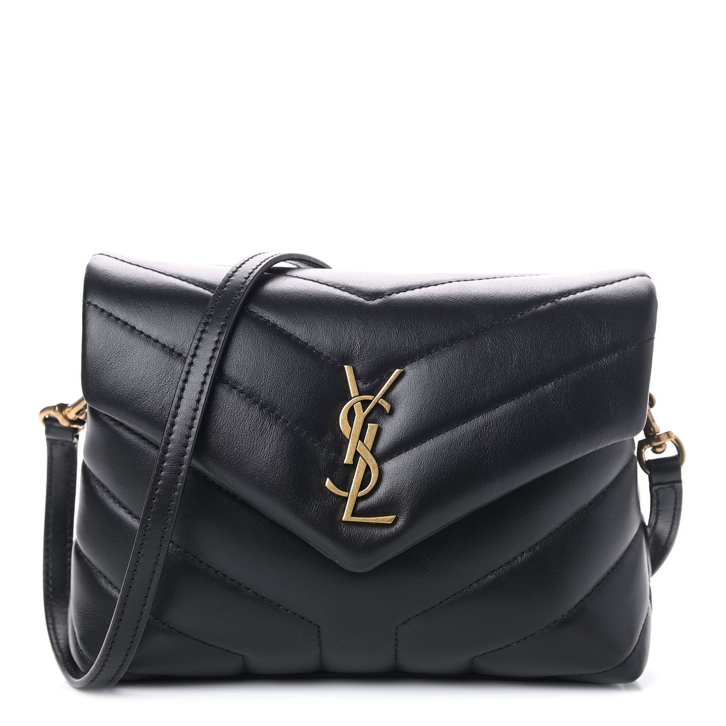Calfskin Y Quilted Monogram Toy Loulou Crossbody Bag Black