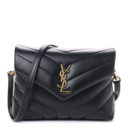 Saint Laurent Calfskin Y Quilted Monogram Toy Loulou Crossbody Bag Black 1 of 8