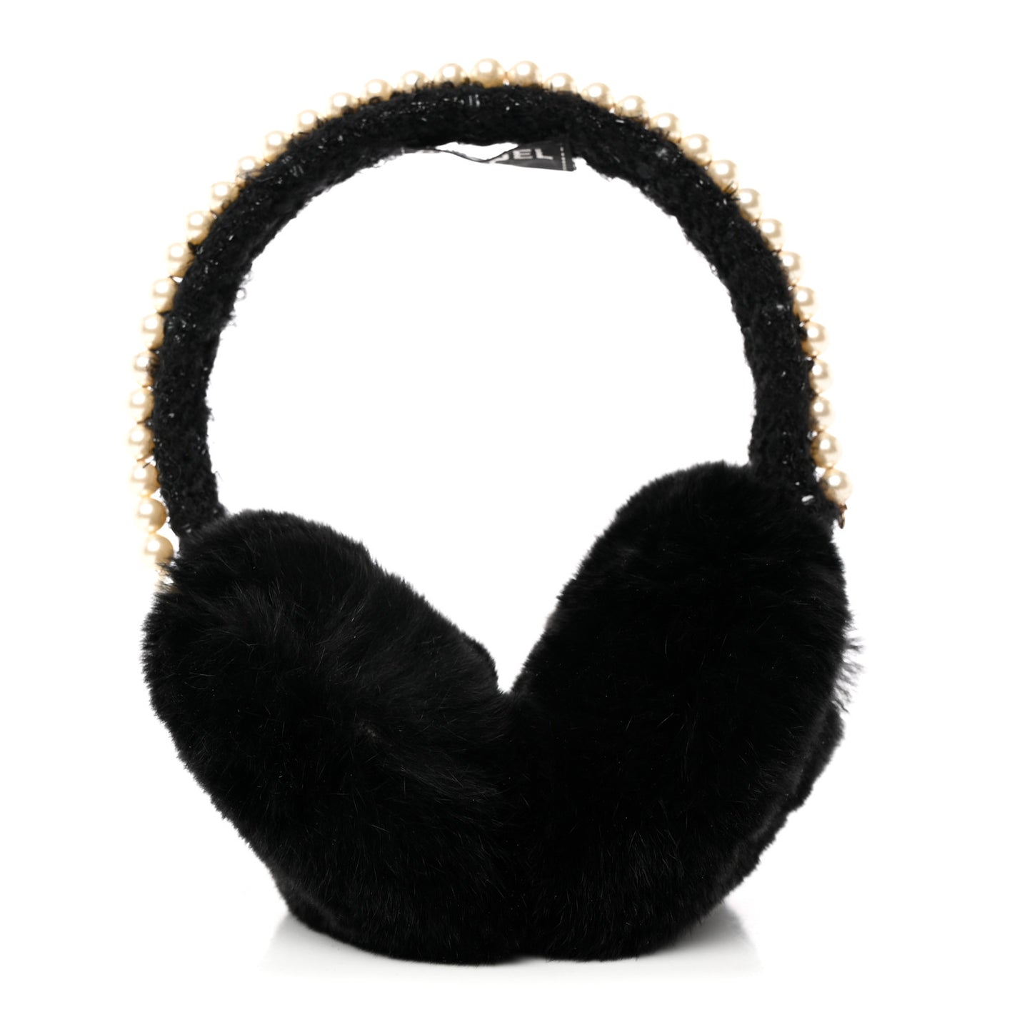 Fur Tweed Pearl Ear Muffs Black