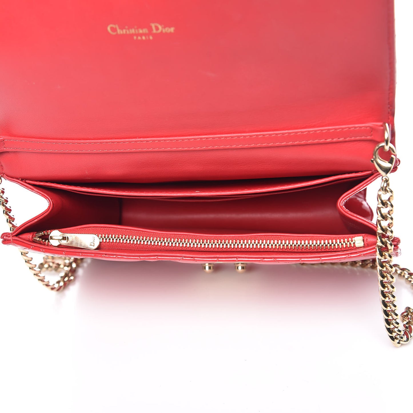 Patent Cannage Miss Dior Promenade Pouch Red