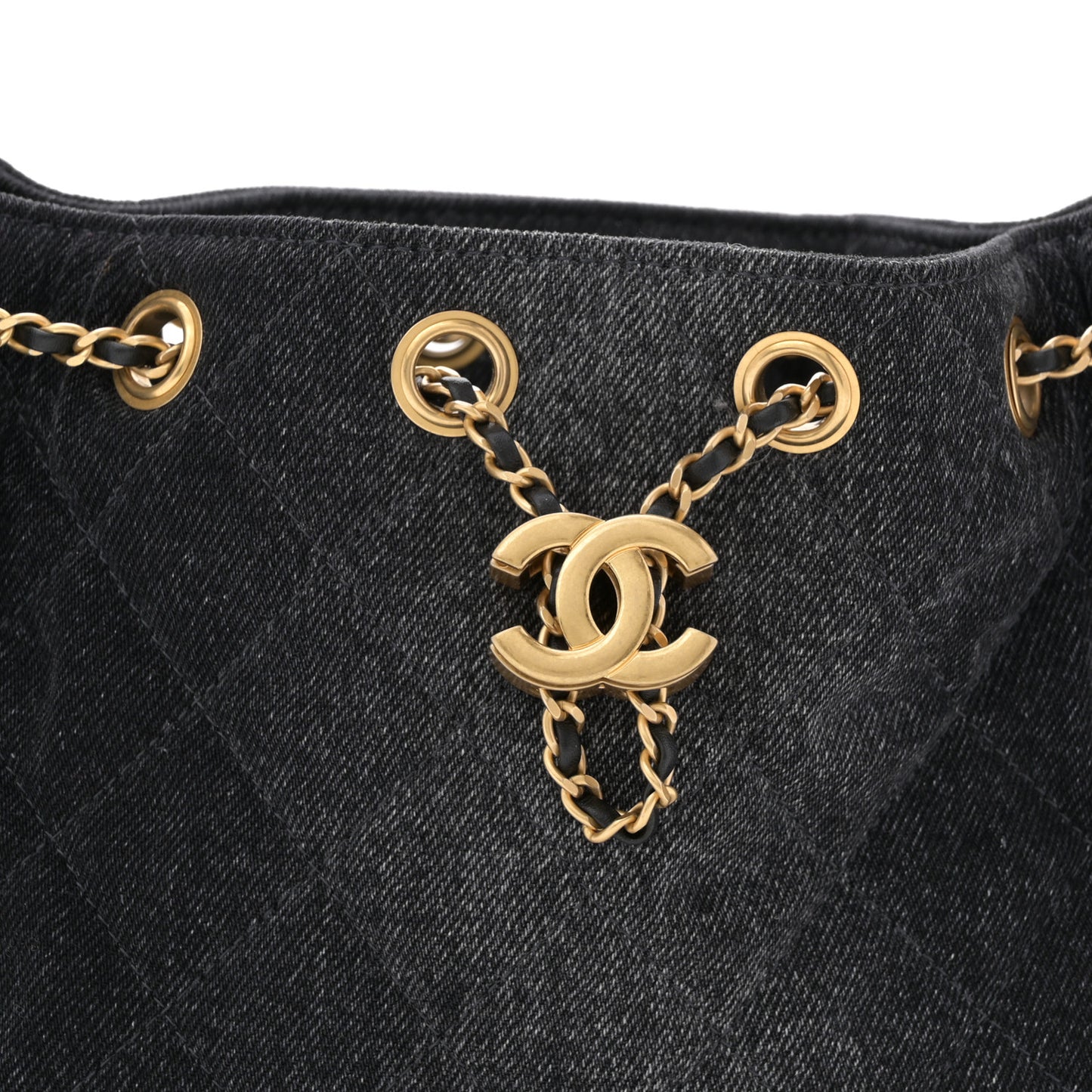 Washed Denim Quilted Mini Chanel 25 Handbag Black