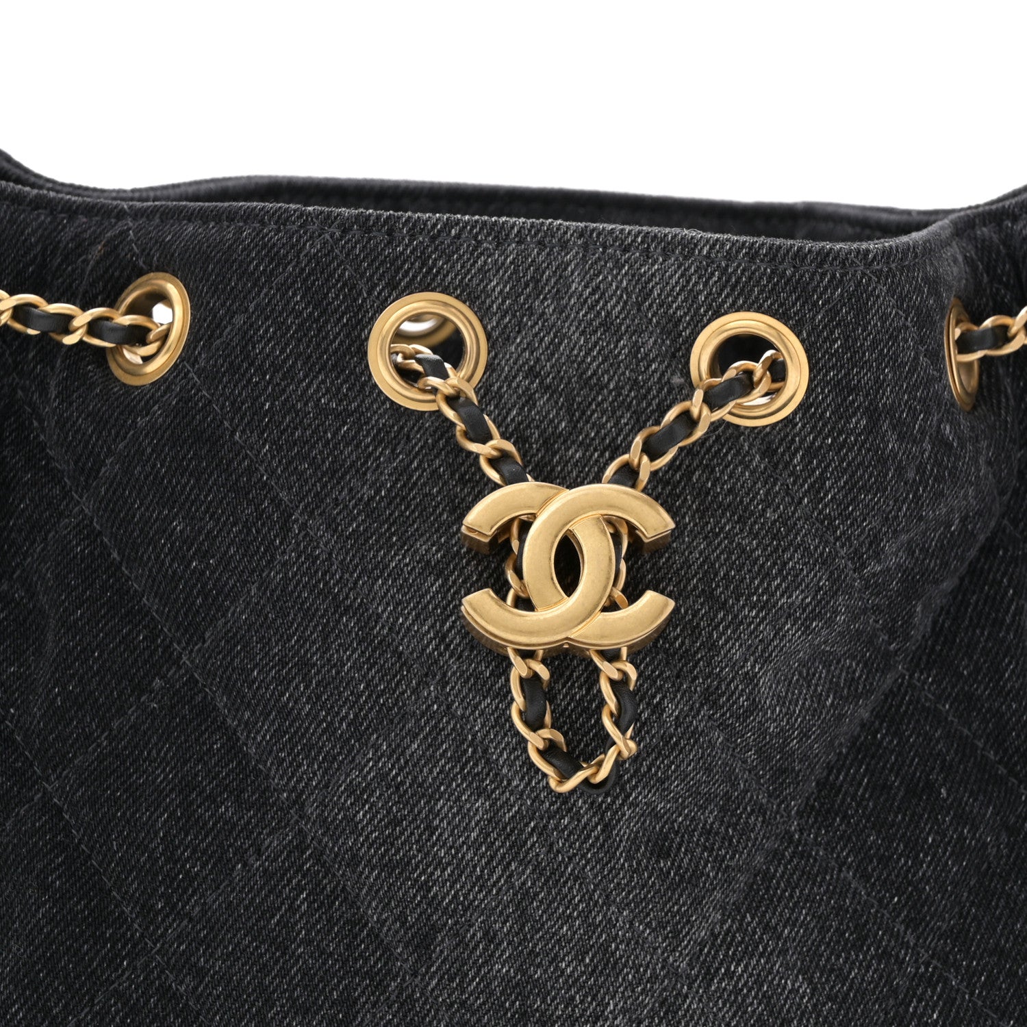Chanel Washed Denim Quilted Mini Chanel 25 Handbag Black 8 of 11