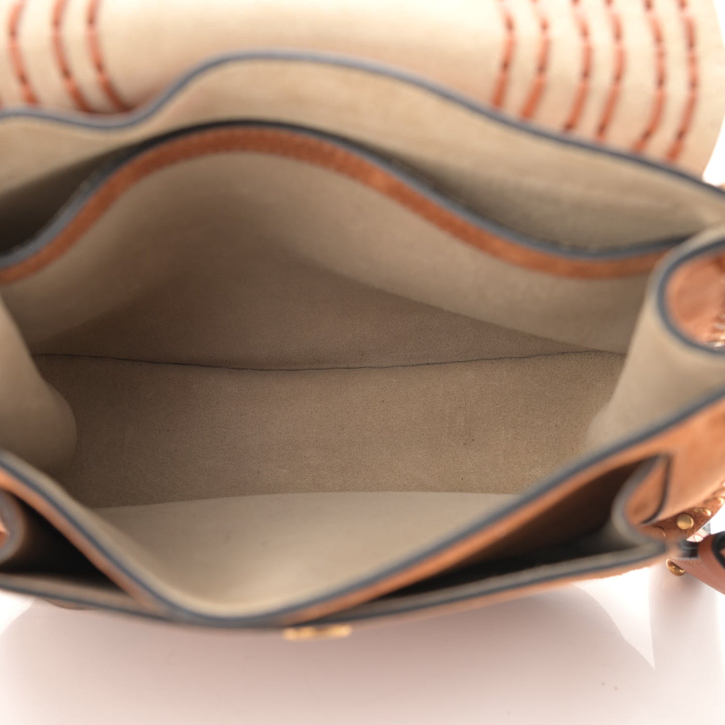 Suede Calfskin Braided Mini Hudson Shoulder Bag Caramel