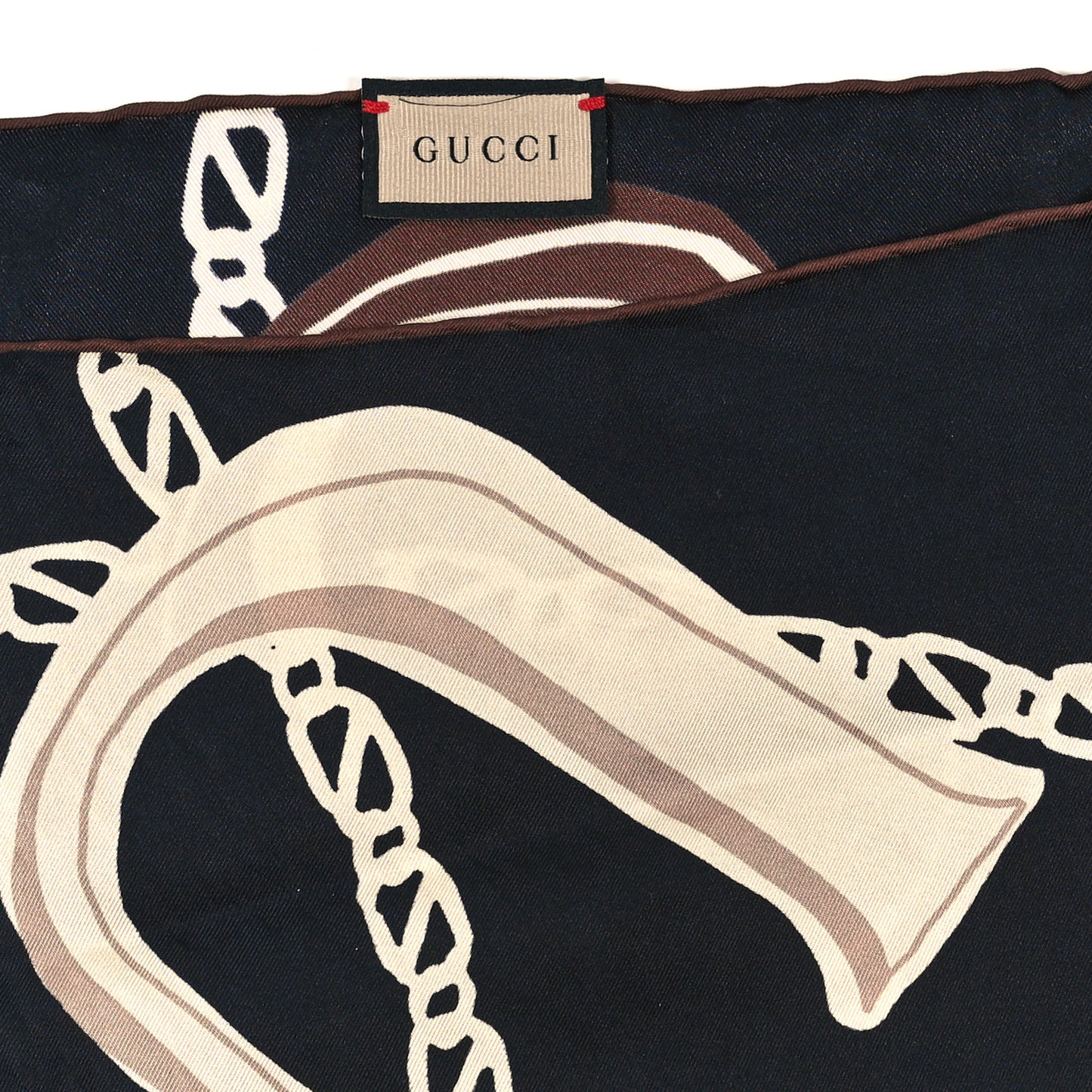 Silk Twill Bag Print Square Scarf Black