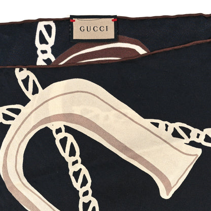 Gucci Silk Twill Bag Print Square Scarf Black 2 of 3