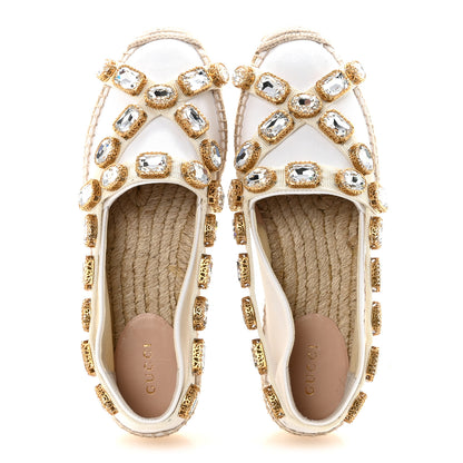 Gucci Canvas Crystal Embellished Espadrilles 36.5 Great White 2 of 10