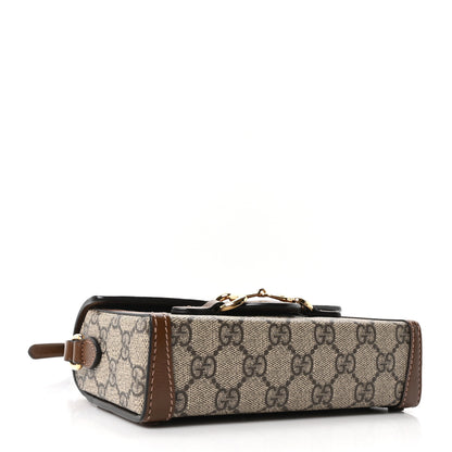 Gucci GG Supreme Monogram Mini Horsebit 1955 Shoulder Bag  Beige Brown Sugar 3 of 9