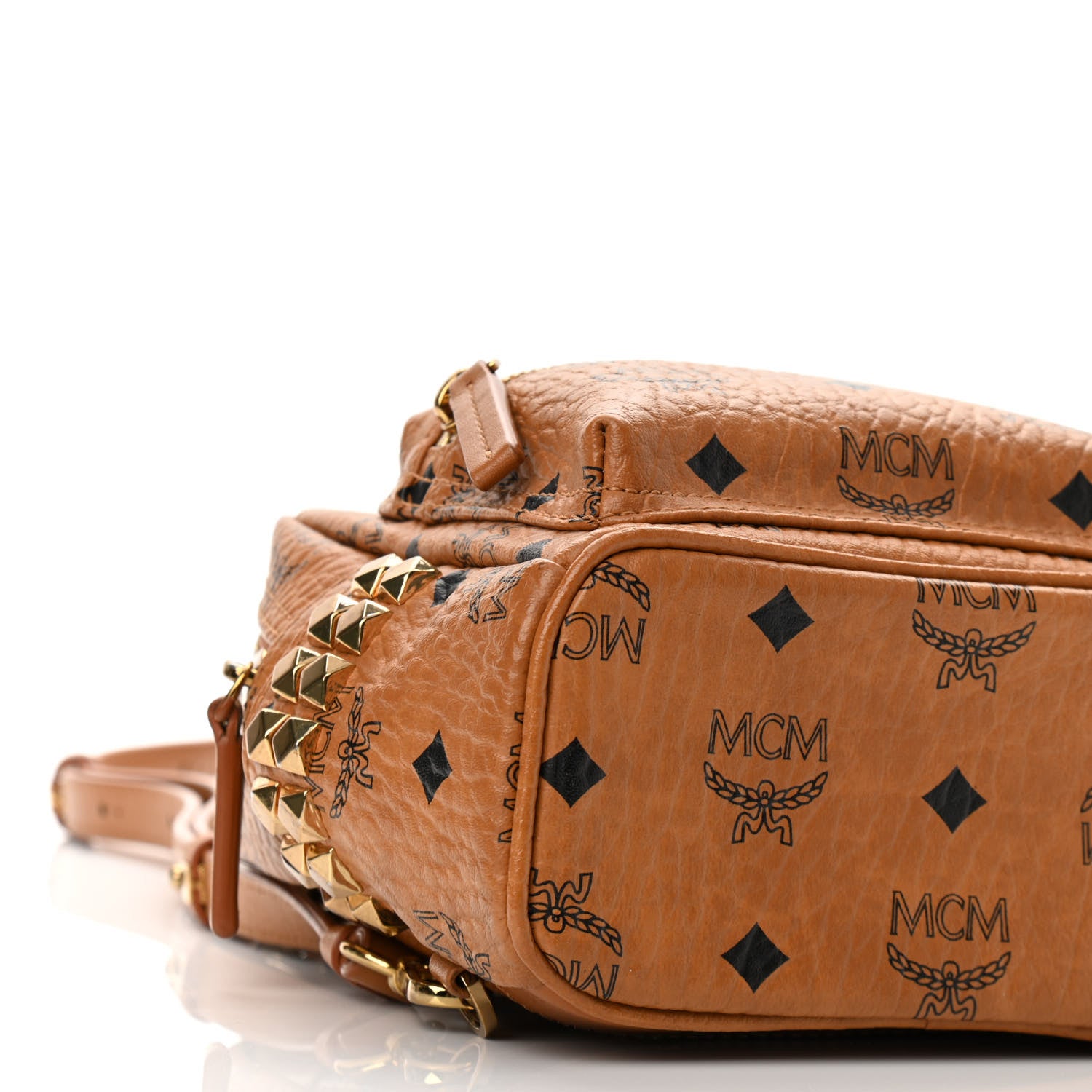 MCM Visetos Side Stud X-Mini Stark Backpack Cognac 8 of 10