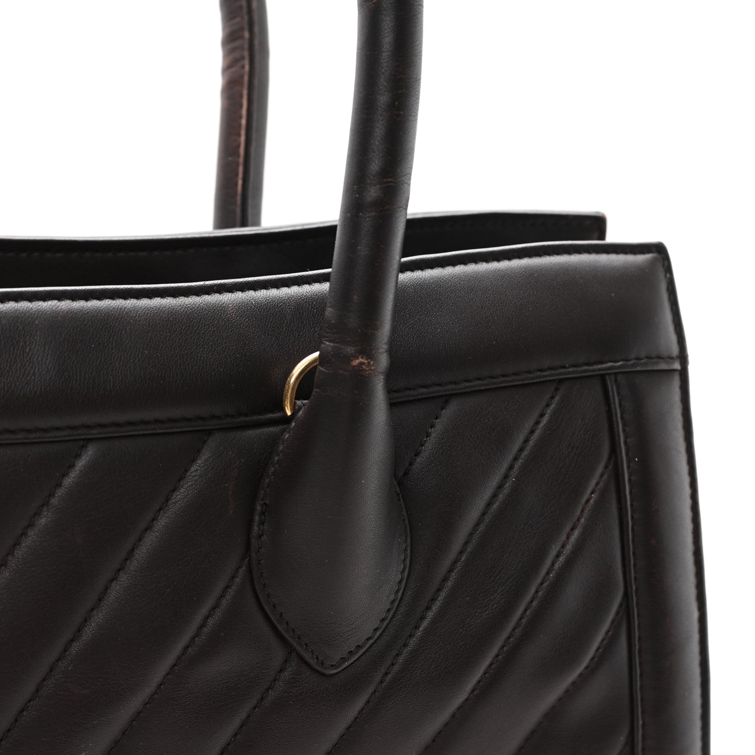 Chanel Lambskin Chevron Quilted Top Handle Tote Bag Brown 12 of 12