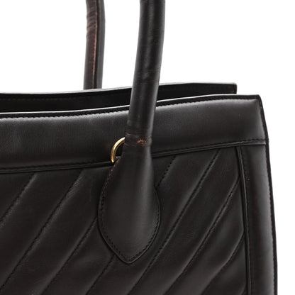 Chanel Lambskin Chevron Quilted Top Handle Tote Bag Brown 12 of 12
