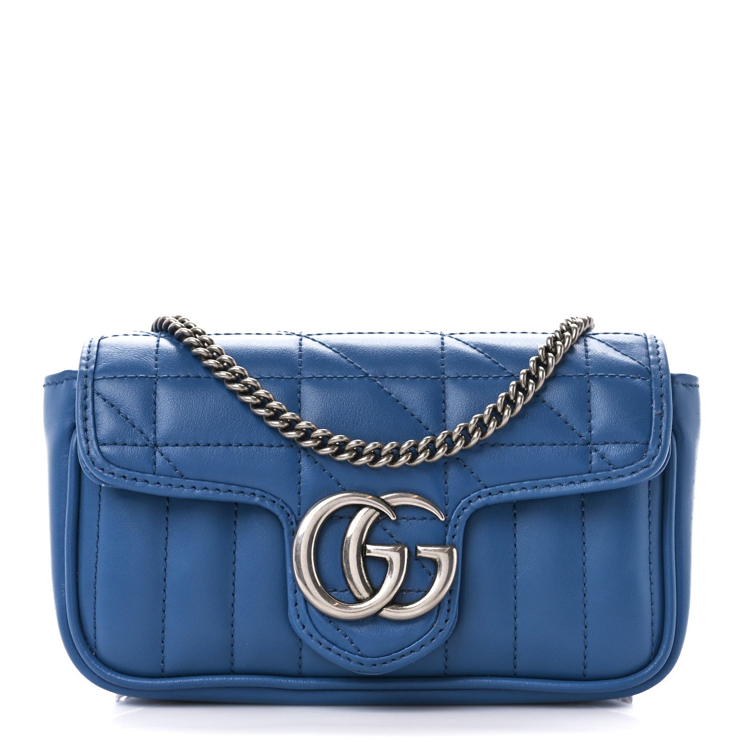 Gucci Calfskin Matelasse Aria Super Mini GG Marmont Shoulder Bag Clear Blue 1 of 11