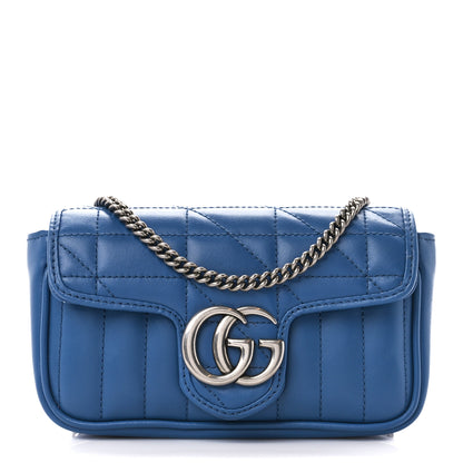 Gucci Calfskin Matelasse Aria Super Mini GG Marmont Shoulder Bag Clear Blue 1 of 11