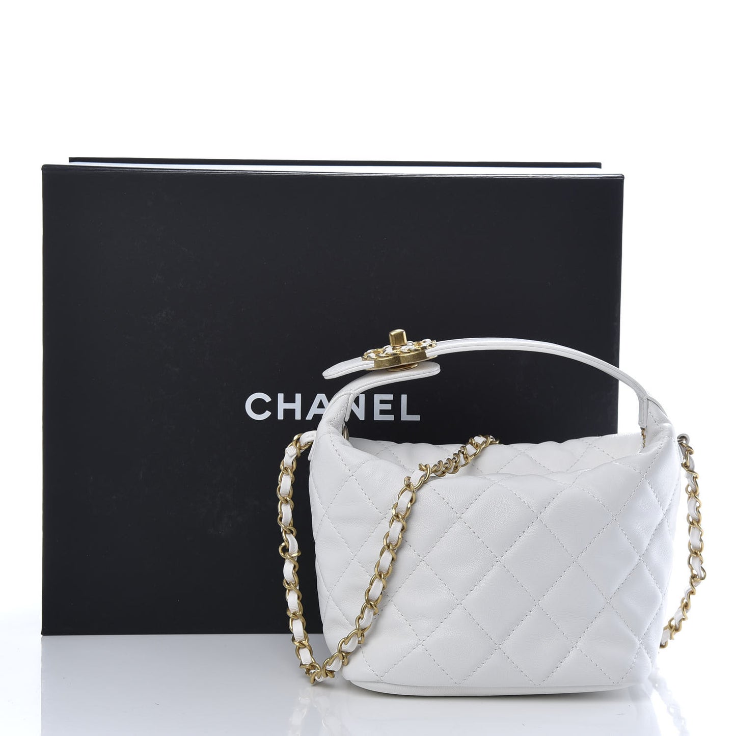 Lambskin Quilted Small Hobo White