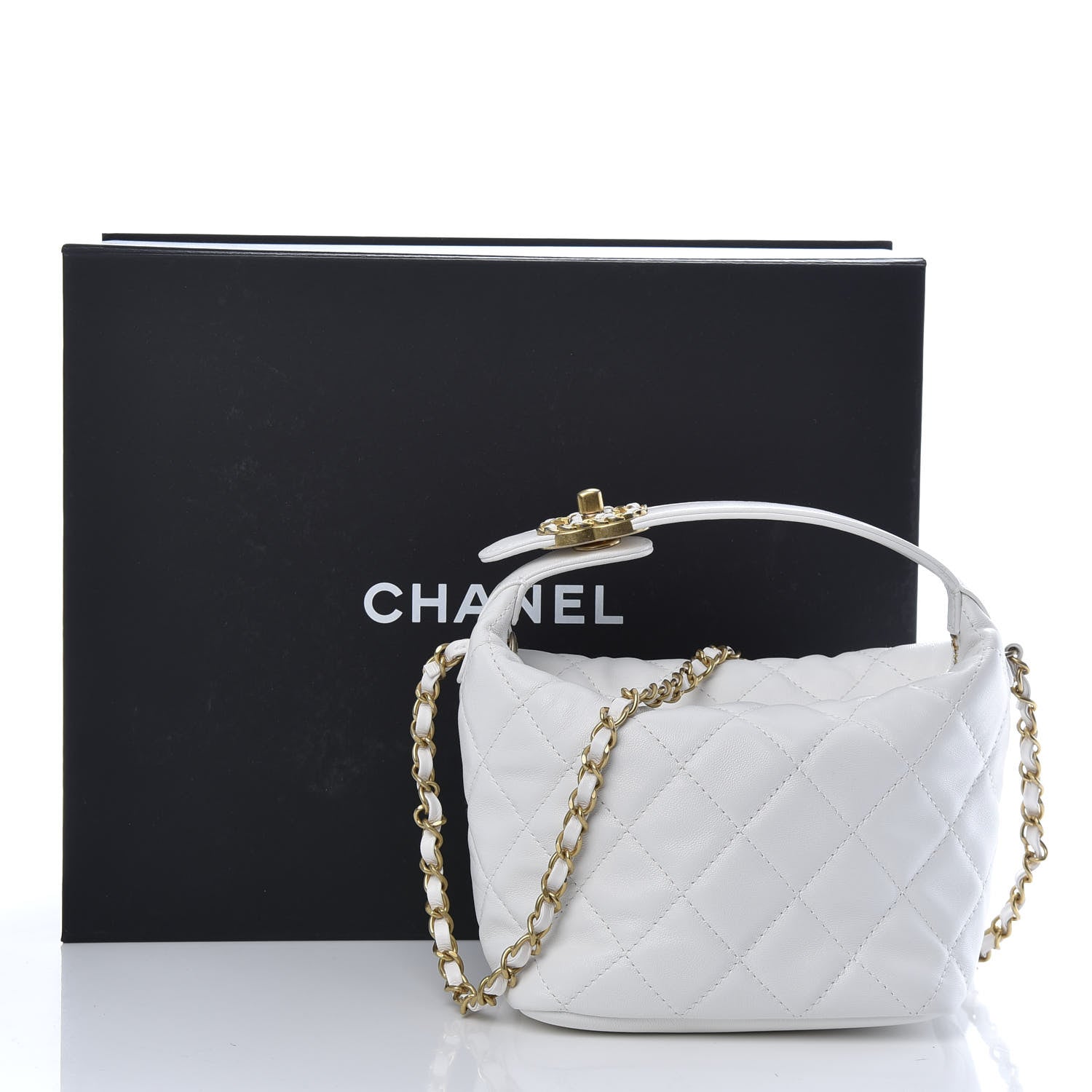 Chanel Lambskin Quilted Small Hobo White 11 of 11