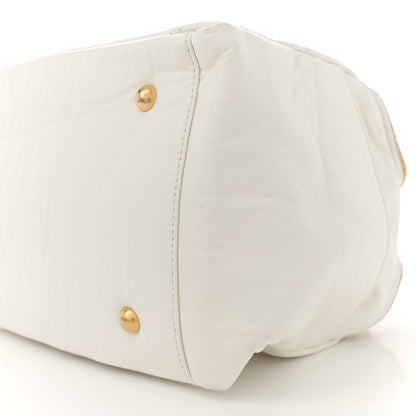 Chanel Aged Calfskin Quilted Double Sided Bowling Bag White 10 of 13