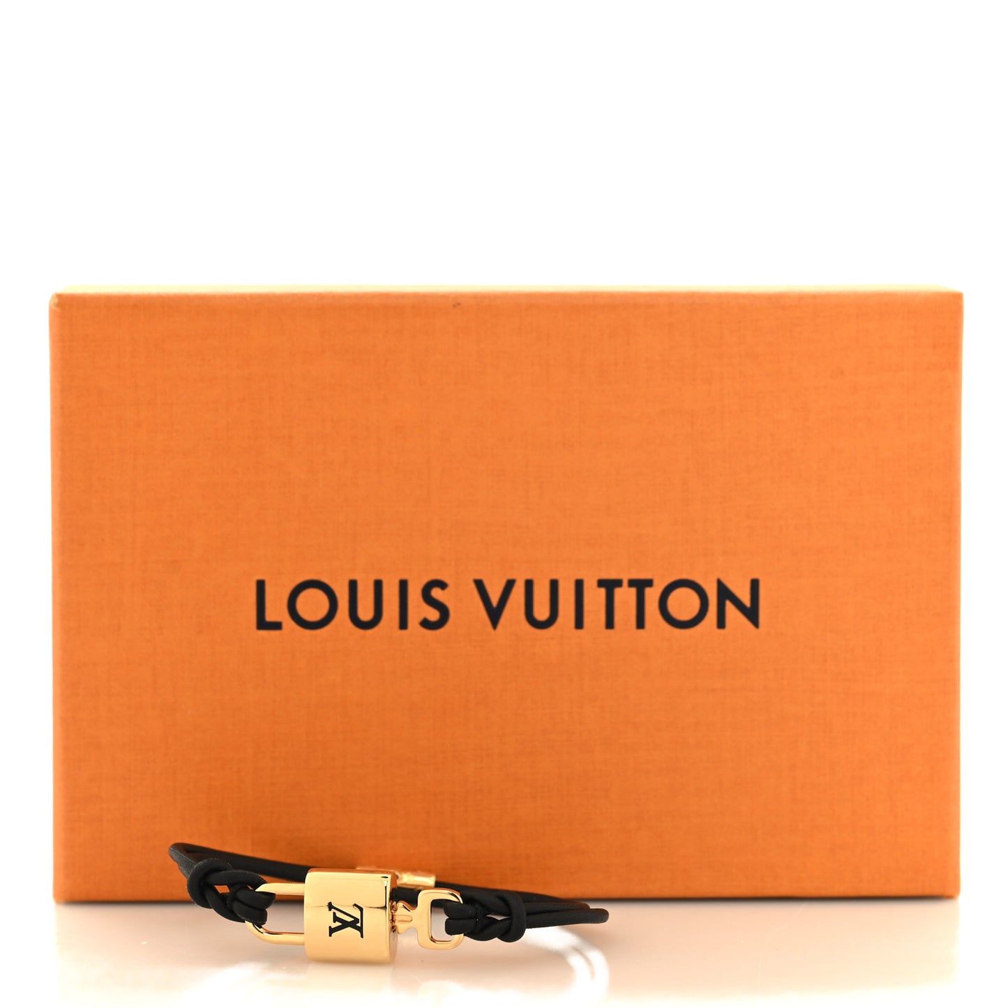Calfskin LV Padlock Bracelet 17 Black