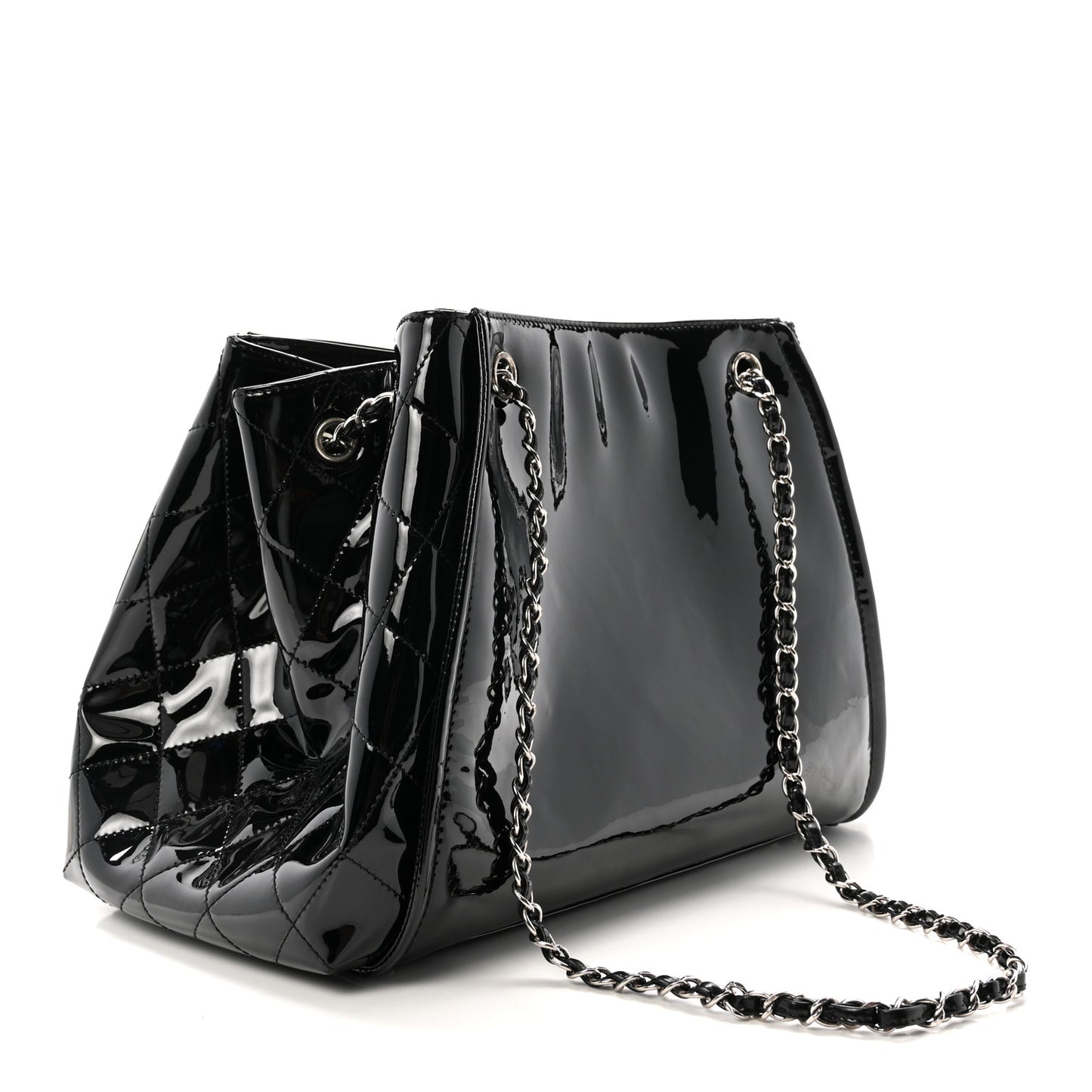 Vinyl Lipstick Ligne Accordion Tote Black