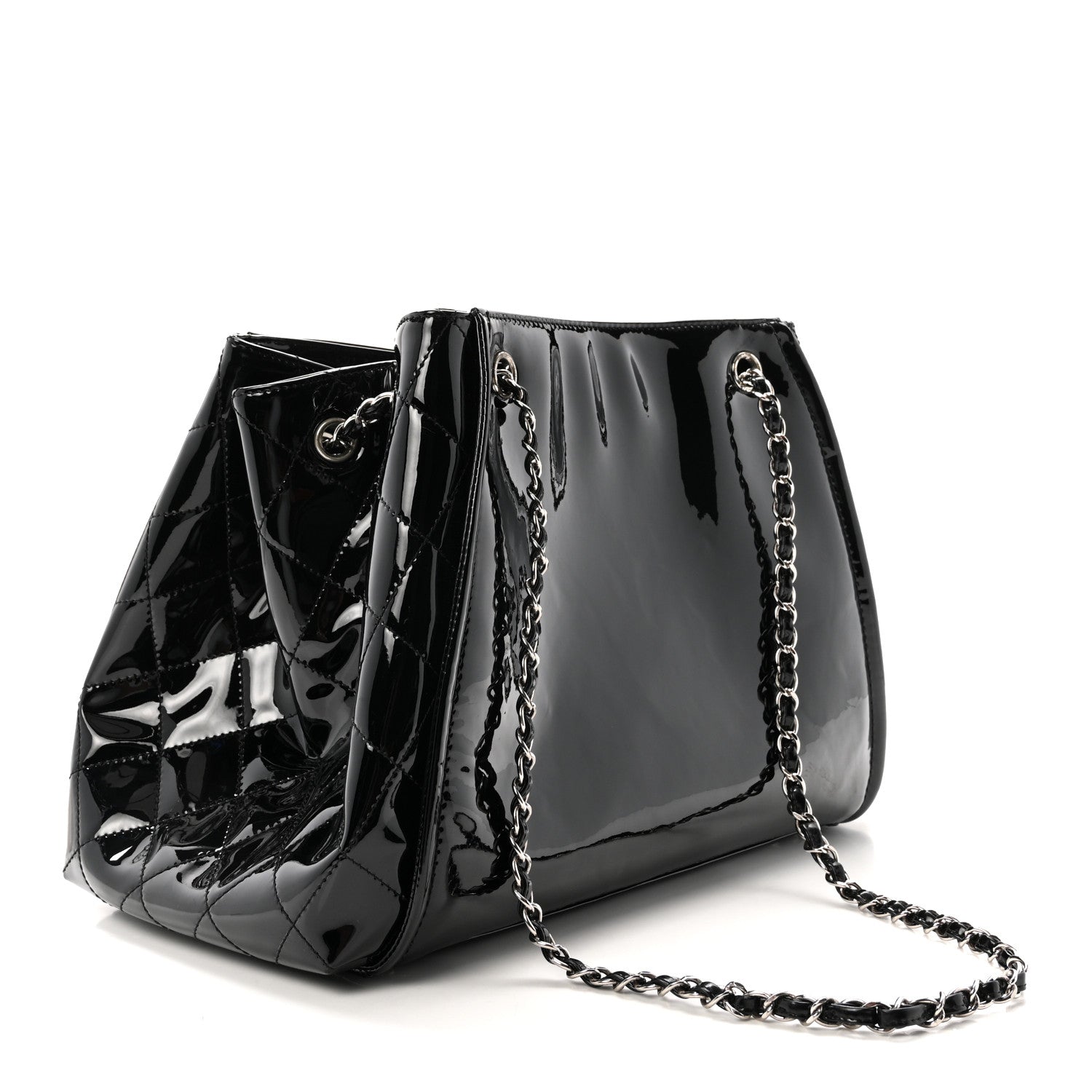 Chanel Vinyl Lipstick Ligne Accordion Tote Black 2 of 9