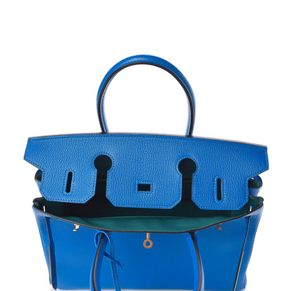 Hermes Chevre Mysore Horseshoe Birkin 30 Bleu Hydra Bleu Paon 13 of 34