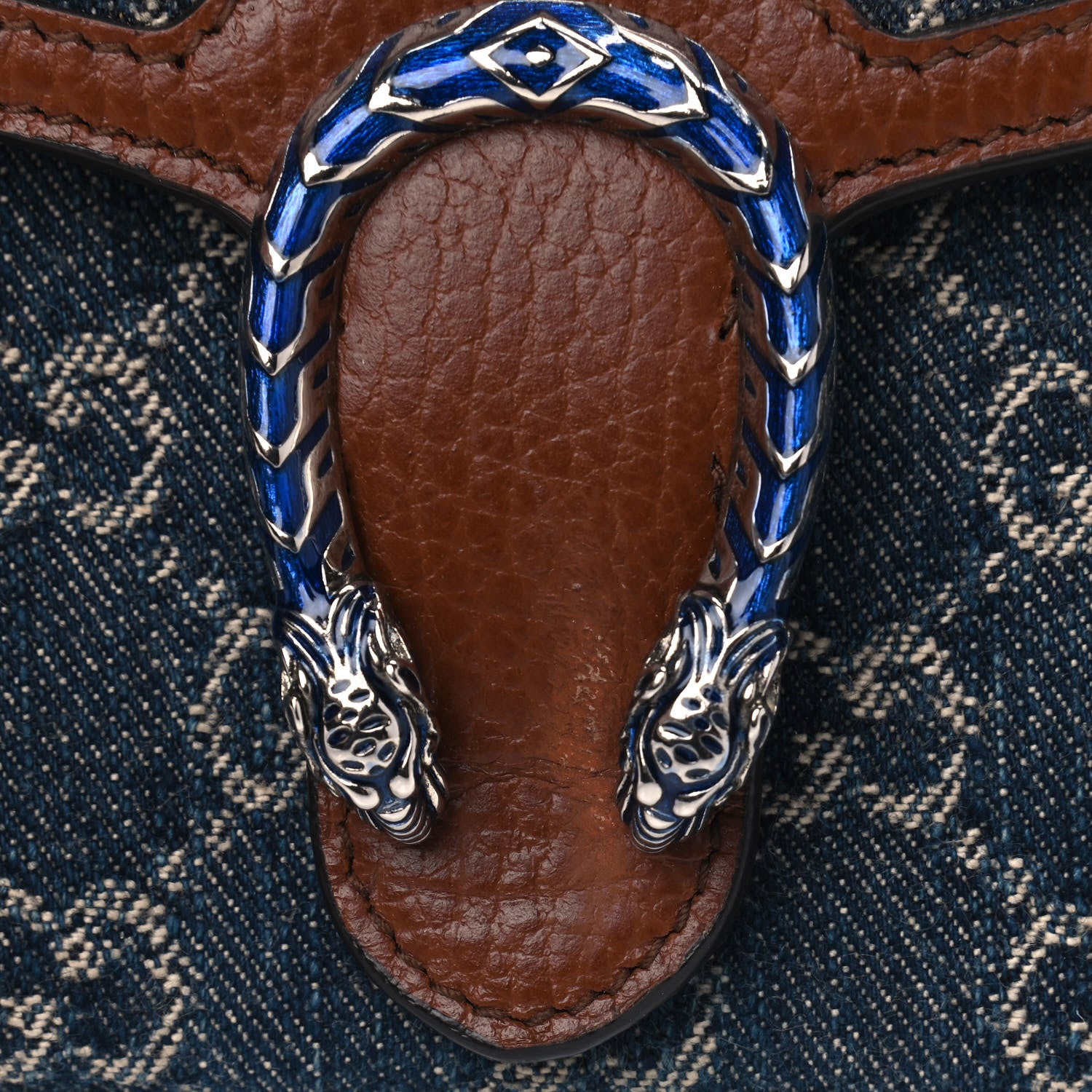 Gucci New Denim GG Monogram Dollar Calfskin Enamel Mini Dionysus Chain Wallet Blue Tea Cuir Epilog Electric Blue 5 of 5