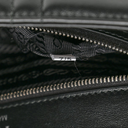 Prada Soft Calfskin Impunture Diagramme Large Chain Flap Shoulder Bag Black 7 of 12