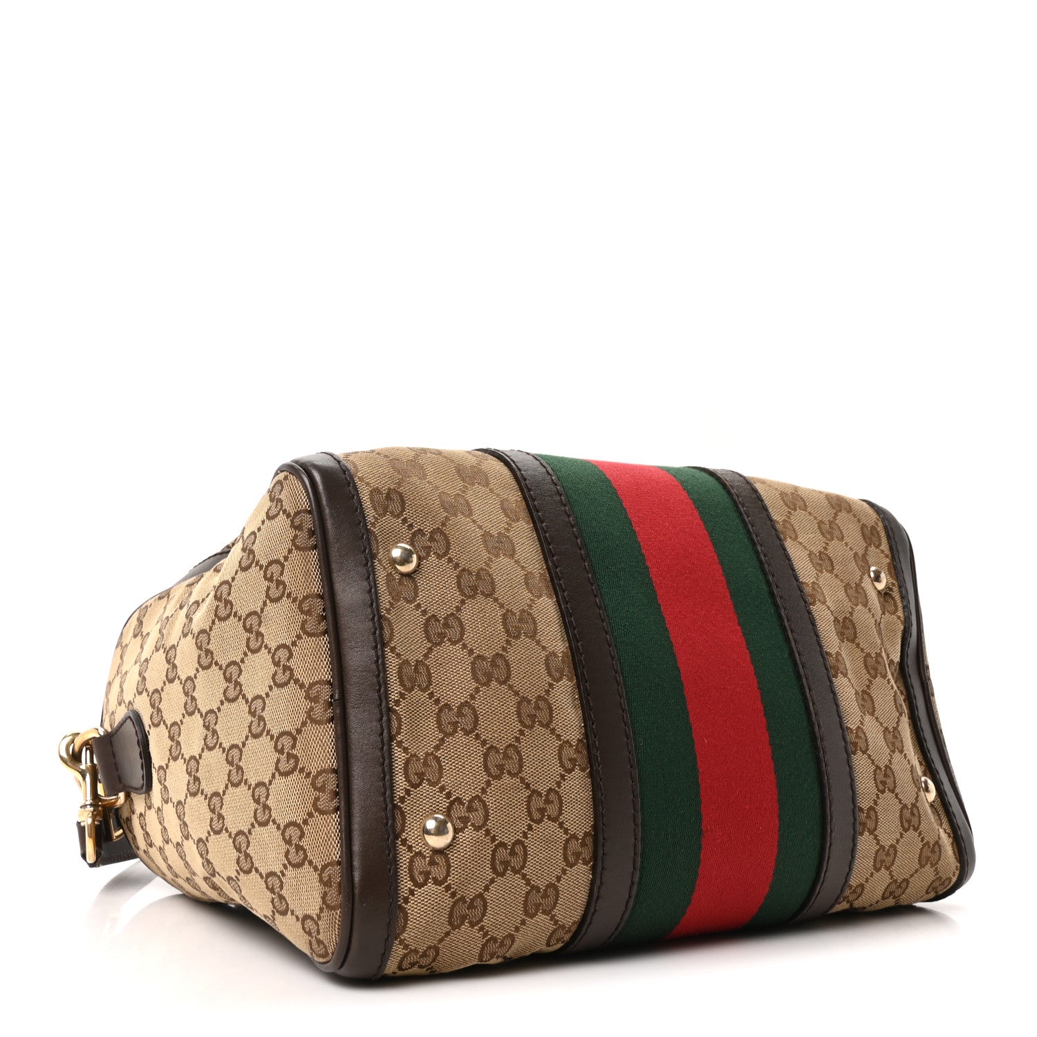 Gucci Monogram Vintage Web Medium Boston Dark Brown 4 of 10