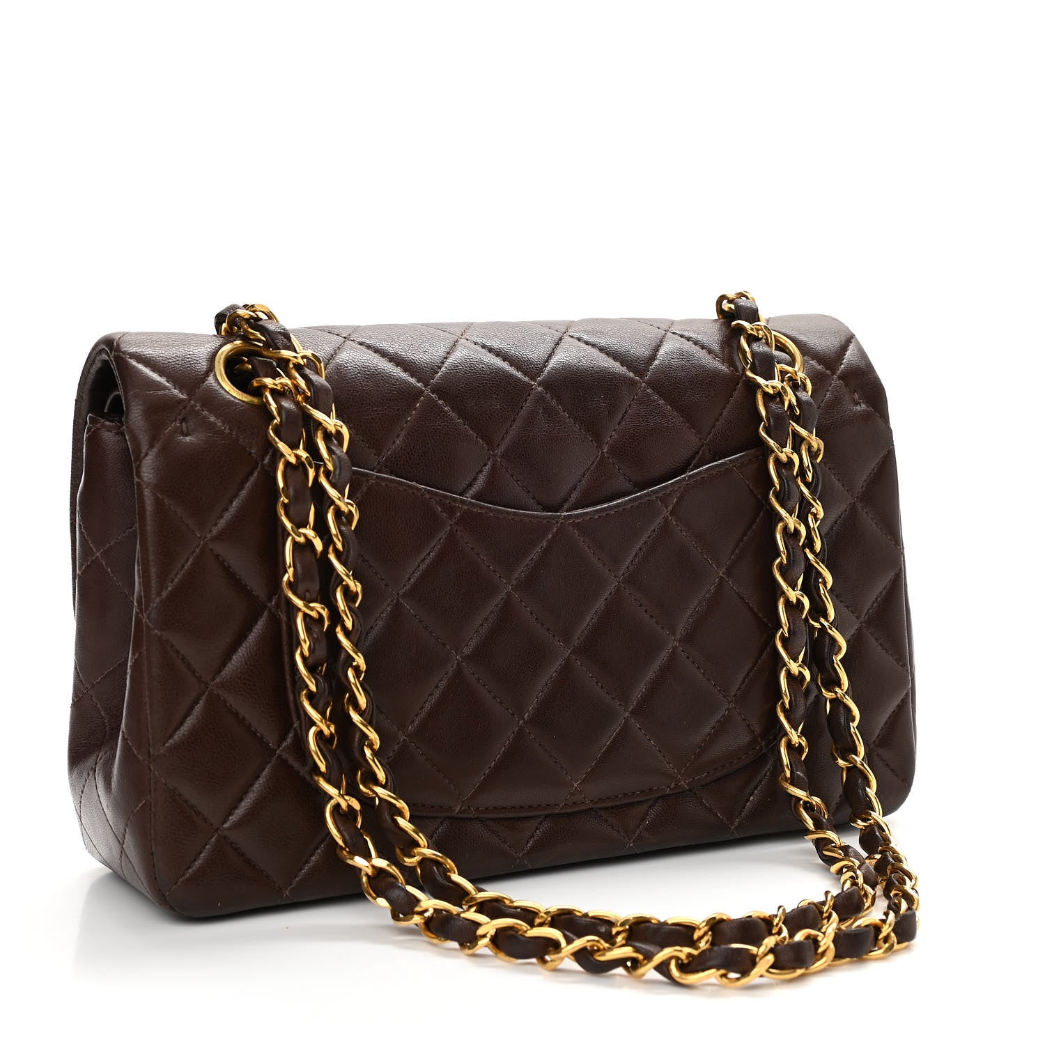 Chanel Lambskin Quilted Small Double Flap Dark Brown 3 of 17