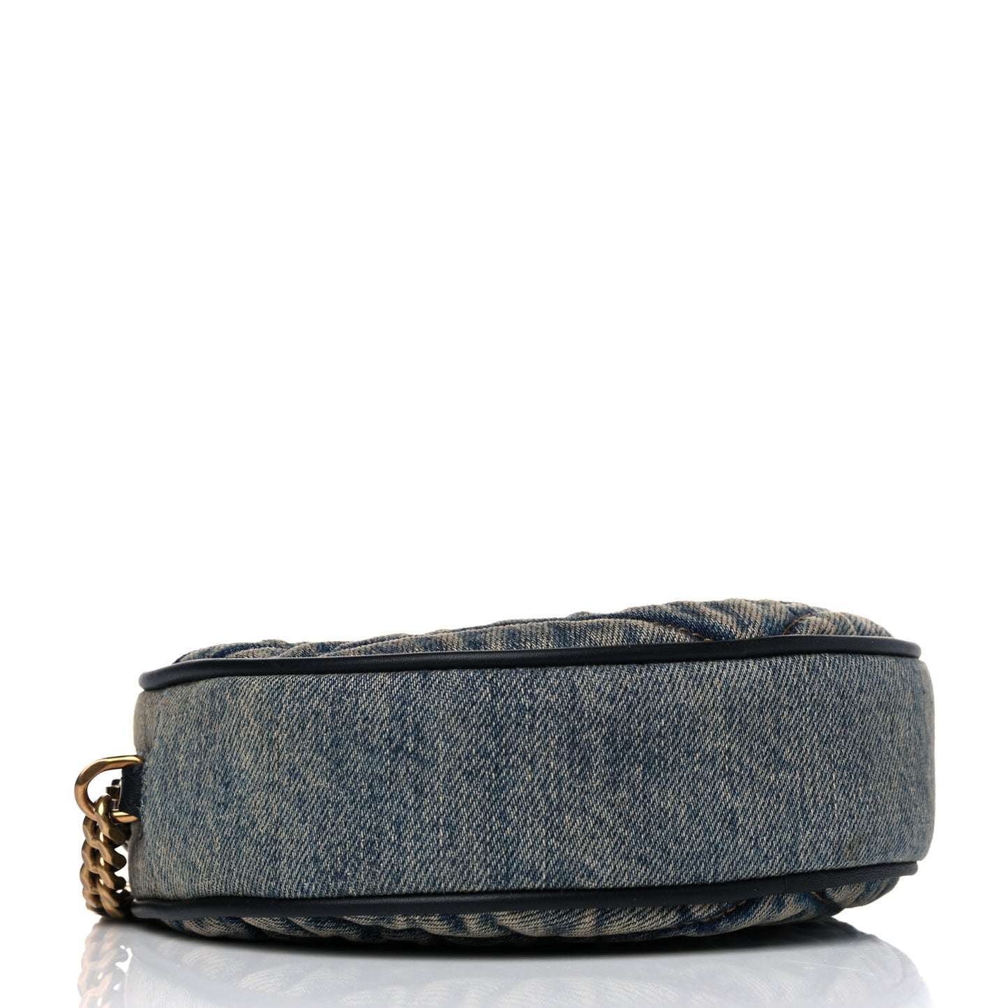 Denim Quilted Monogram Round Crossbody Bag Rodeo Blue
