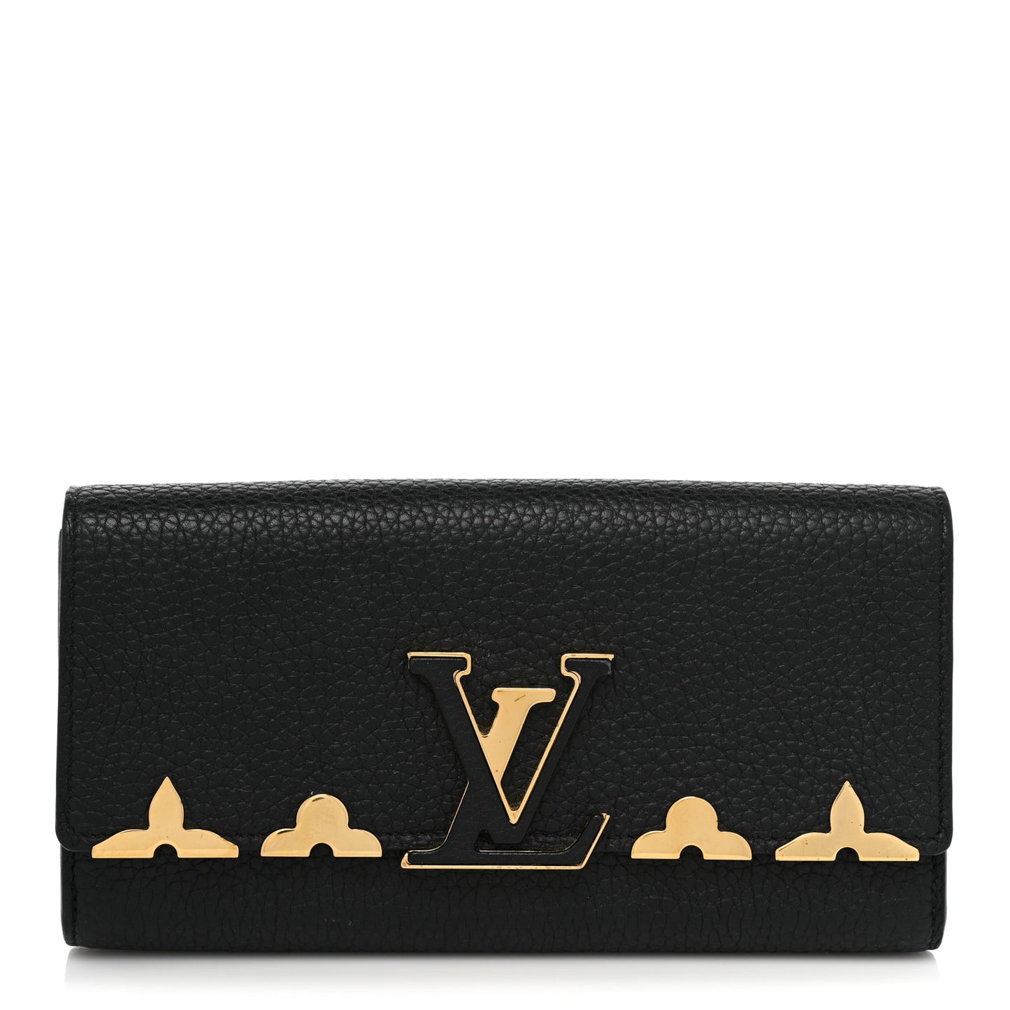 Taurillon Embellished Capucines Long Wallet Black