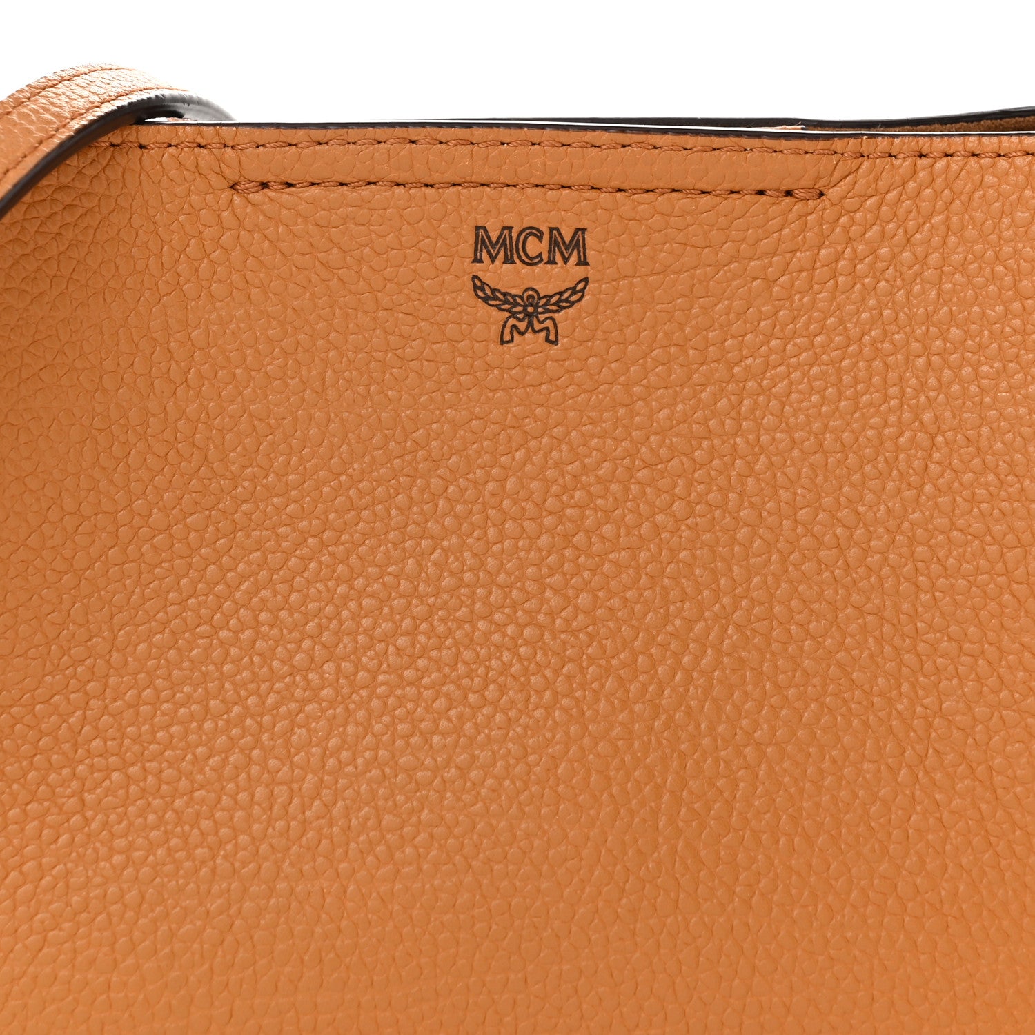 MCM Grained Calfskin Visetos Top Handle Crossbody Cognac 6 of 8