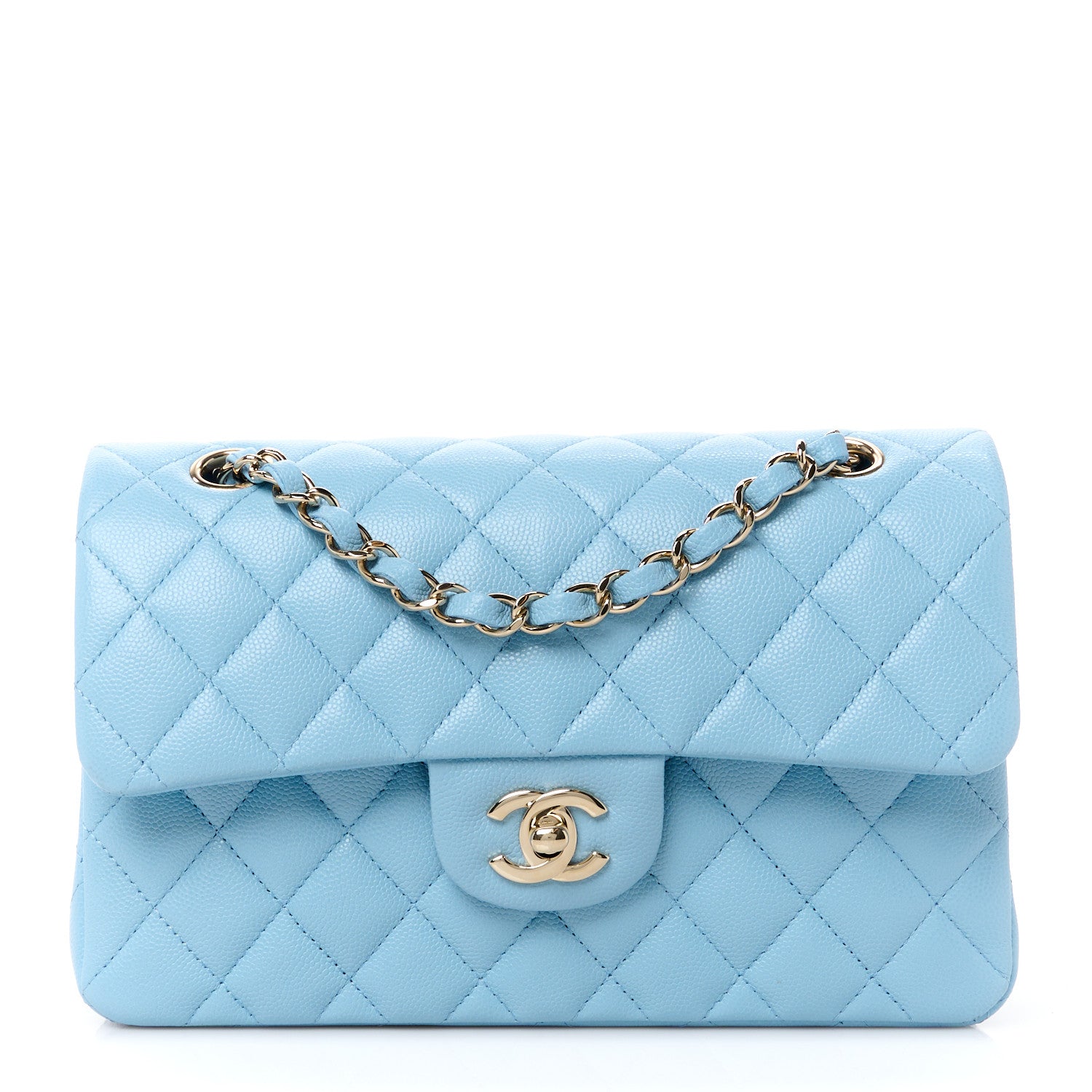 Chanel Caviar Quilted Small Double Flap Light Blue 1 of 12