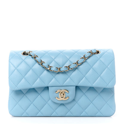 Chanel Caviar Quilted Small Double Flap Light Blue 1 of 12