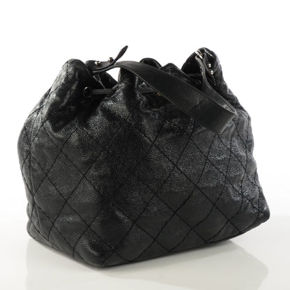 Chanel Glazed Calfskin On The Road Drawstring Tote Black 3 of 12