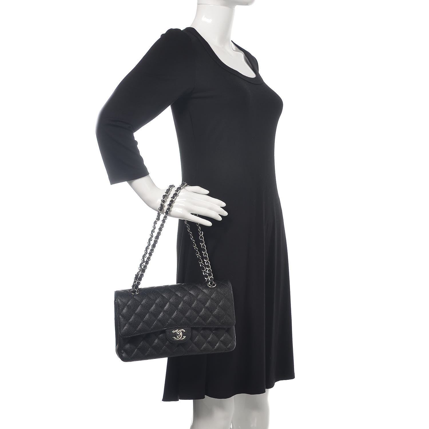 Chanel Caviar Quilted Medium Double Flap Black 2 of 11