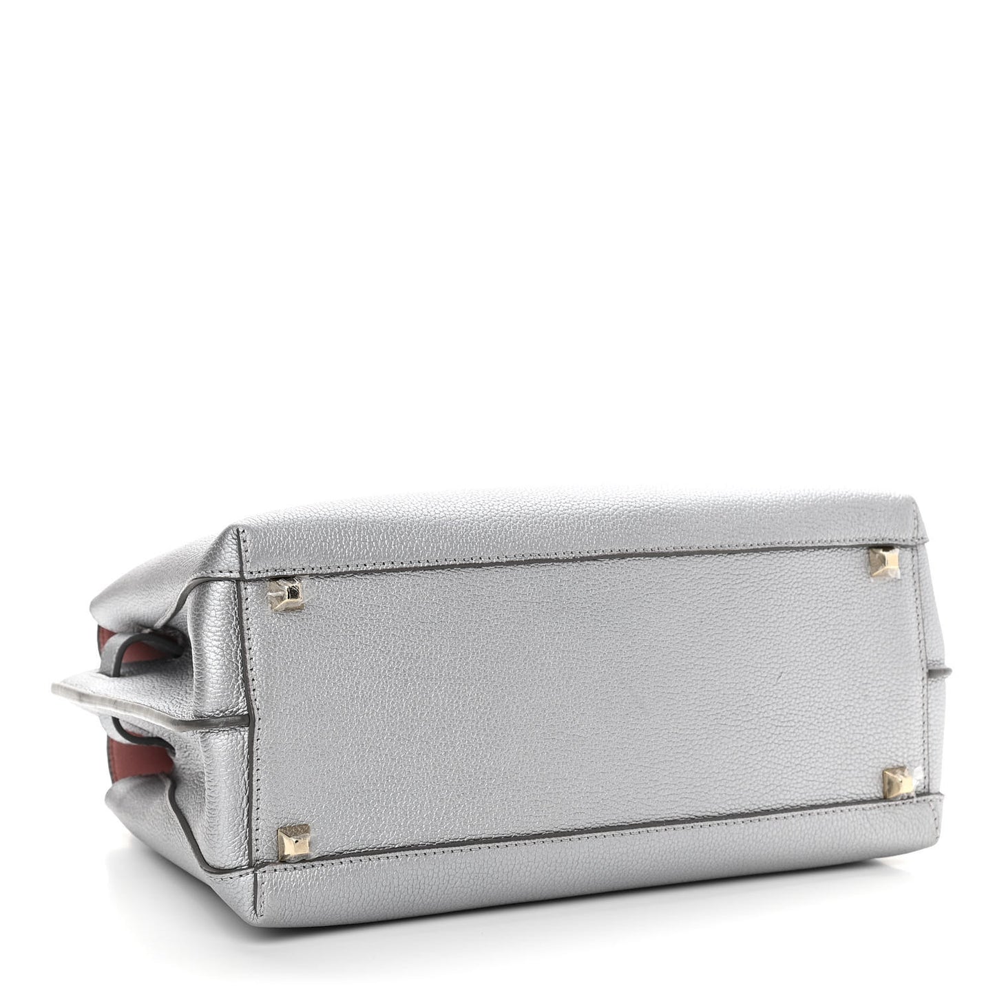 Metallic Grained Calfskin Medium Milla Tote Silver